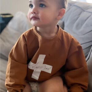 “child of god” orange crewneck sweatshirt, size 2T